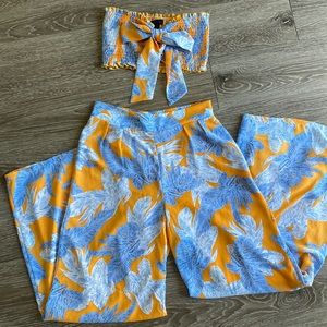 Tropical Two-Piece Set. High Waisted. Size Medium.